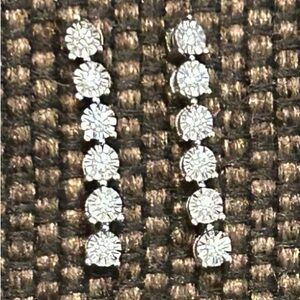 Certified Diamond Earrings- 6 stones each Elegant Silver Floral Drop Earrings